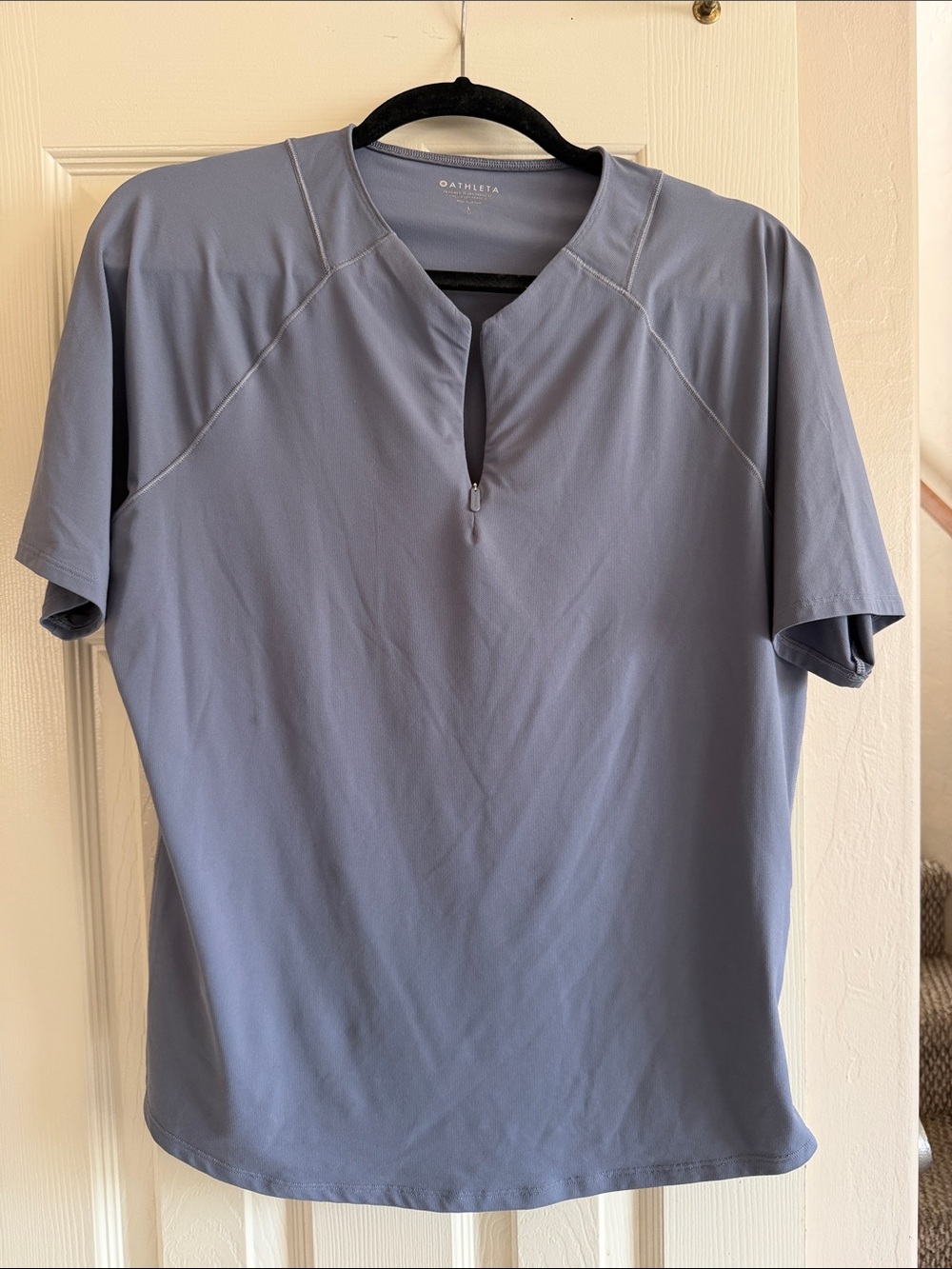 Athleta Light Blue Short-Sleeve Zip-Notch Performance Polo